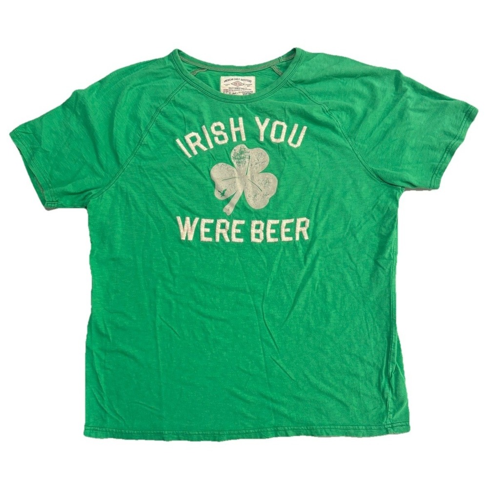 VTG American Eagle Irish You Were Beer Graphic T-Shirt St. Patrick's Day Mens LG